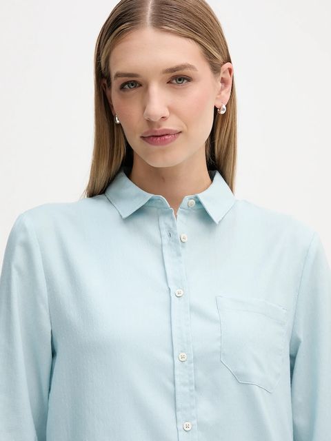 United Colors of Benetton koszula damska kolor niebieski regular z kołnierzykiem klasycznym 56D8DQ0CG