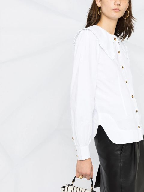 GANNI oversized-collar buttoned blouse - White