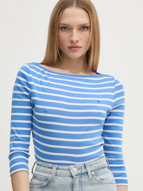 Tommy Hilfiger longsleeve bawełniany kolor niebieski WW0WW40589 - zdjęcie produktu nr 1