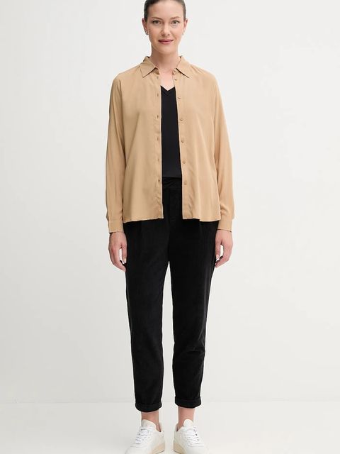 United Colors of Benetton koszula damska kolor beżowy regular z kołnierzykiem klasycznym 5WPWDQ0B0 - zdjęcie produktu nr 2