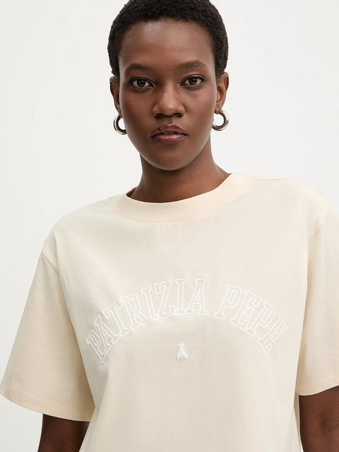 Patrizia Pepe t-shirt bawełniany damski kolor beżowy 8M1798 J387