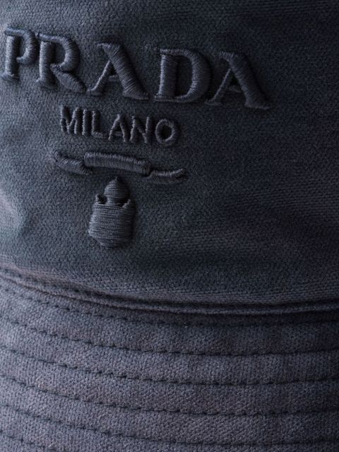 Prada logo embroidered bucket hat - Blue