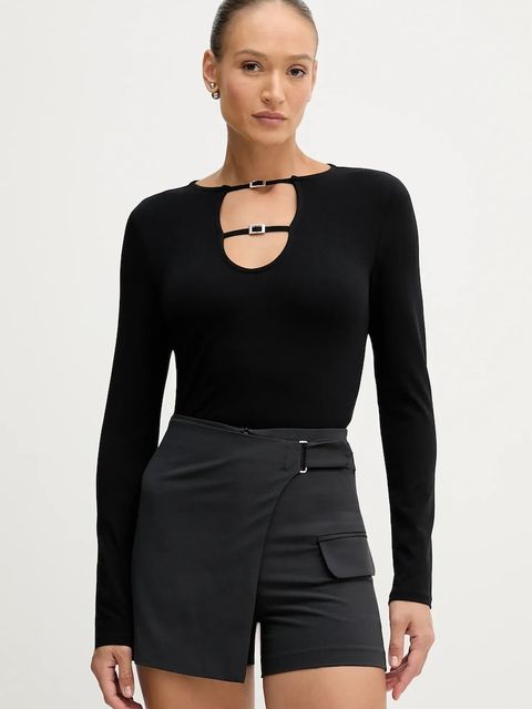 Sisley bluzka damska kolor czarny gładka 374SL108A