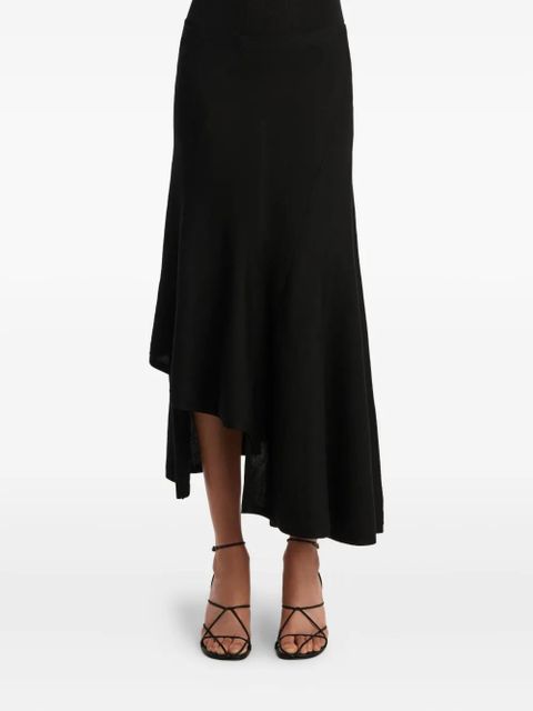 KHAITE Miranda asymmetric-hem midi skirt - Black