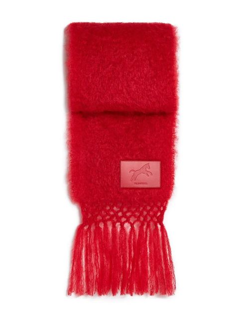Jil Sander horse-patch fringed scarf - Red - zdjęcie produktu nr 1