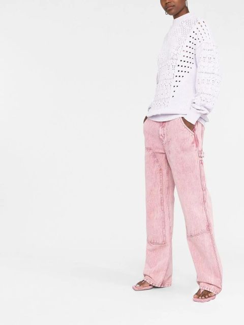 The Attico open-knit crew-neck jumper - Purple