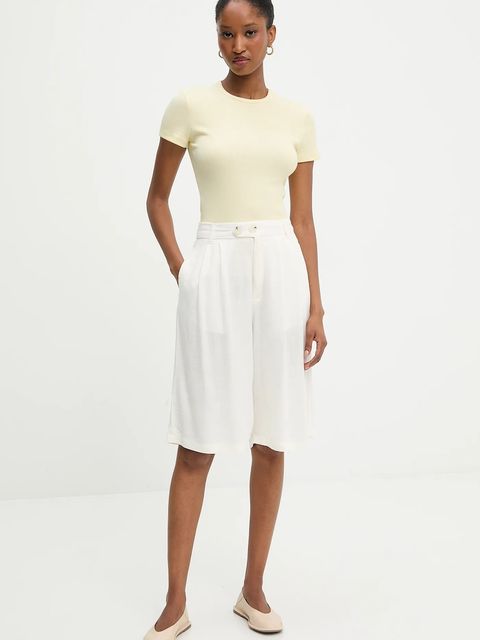 Answear.LAB szorty lniane damskie kolor biały gładkie high waist - zdjęcie produktu nr 2