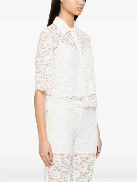 TWINSET lace-patterned short-sleeve shirt - White