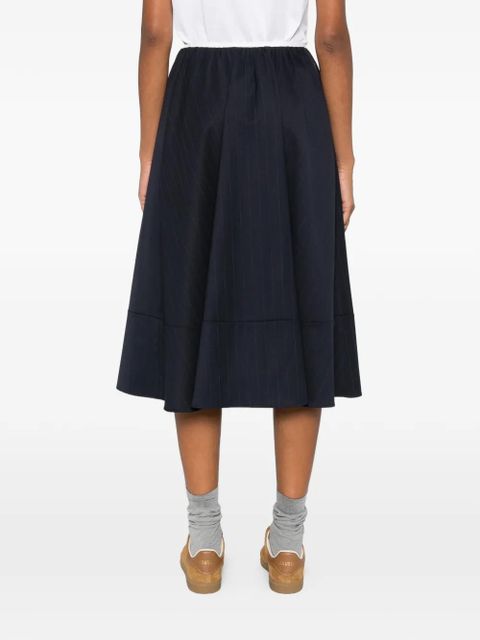 Maje elasticated-waist striped midi skirt - Blue