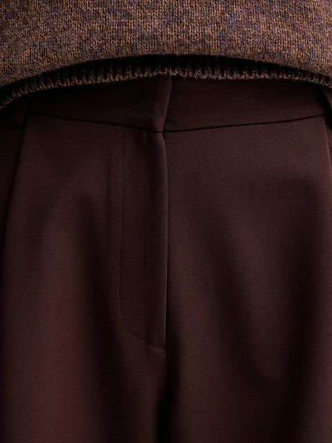 Sessun spodnie damskie kolor brązowy szerokie high waist 25107000