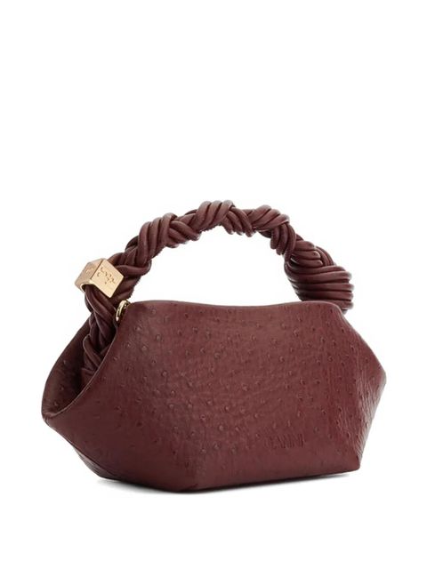 GANNI mini Bou ostrich-effect tote bag - Red