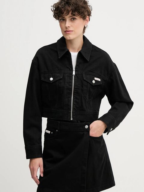 Calvin Klein Jeans spódnica jeansowa kolor czarny mini rozkloszowana LV047D777G