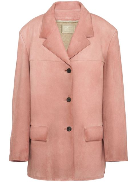 Prada single-breasted suede blazer - Pink - zdjęcie produktu nr 1