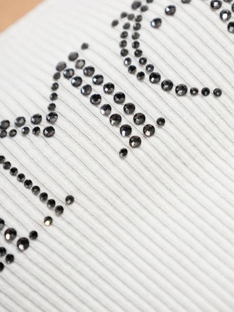 Blumarine rhinestone-embellished ribbed tank top - White