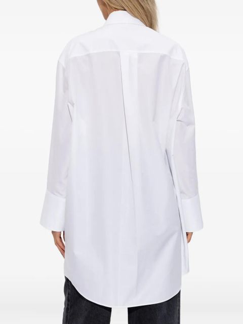 LOEWE logo-embroidered cotton midi shirt dress - White