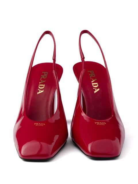 Prada 85mm leather slingback pumps - Red
