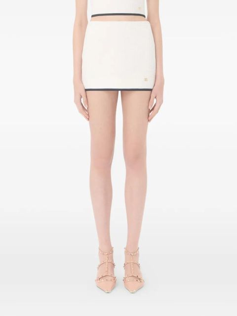 Valentino Garavani mini skirt in cotton tweed Canestrello - White