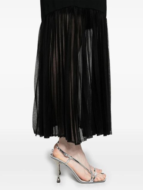 Jil Sander plissé-detailed knitted maxi dress - Black