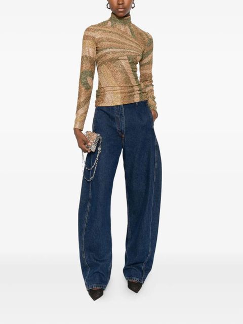 PUCCI Iride-print lamé jersey top - Brown