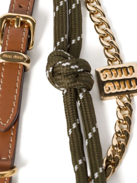 Miu Miu logo-plaque multi-chain keyrings - Brown
