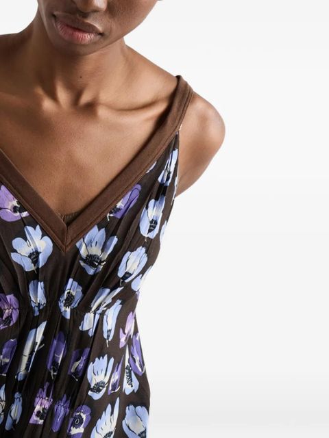 Prada floral-print marocain dress - Brown