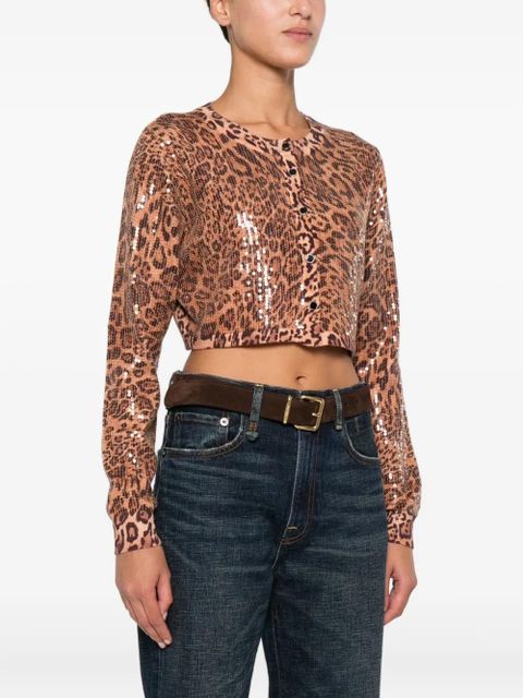 TWINSET leopard-print sequin cardigan - Brown