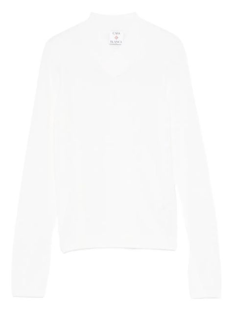 Casablanca v-neck long-sleeve t-shirt - White - zdjęcie produktu nr 1