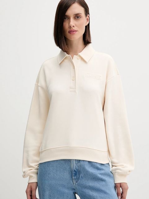 Lacoste bluza bawełniana damska kolor beżowy gładka SF0351 - zdjęcie produktu nr 1