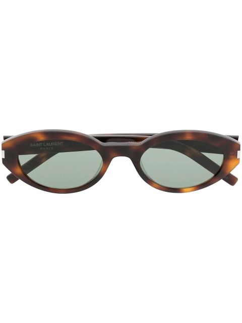 Saint Laurent Eyewear oval-frame tortoiseshell-effect sunglasses - Brown - zdjęcie produktu nr 1