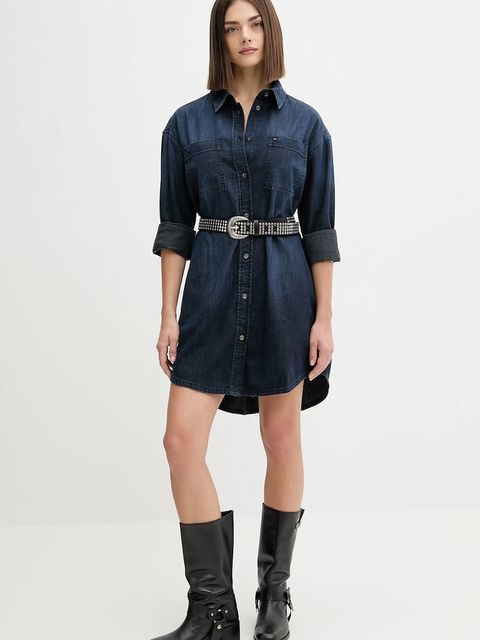 Tommy Jeans sukienka jeansowa kolor granatowy mini oversize DW0DW21650 - zdjęcie produktu nr 2