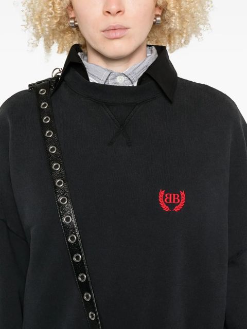 Balenciaga embroidered pleated mini dress - Black