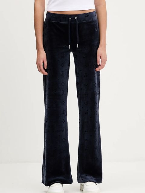 Juicy Couture spodnie dresowe welurowe Monogram Lisa damskie kolor granatowy wzorzyste JCWBJ125303 - zdjęcie produktu nr 1