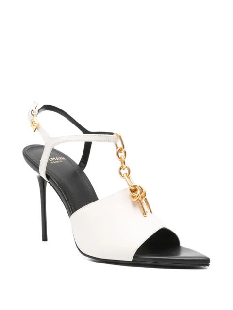 Balmain 95mm chain-embellished pointed-toe sandals - Neutrals - zdjęcie produktu nr 2