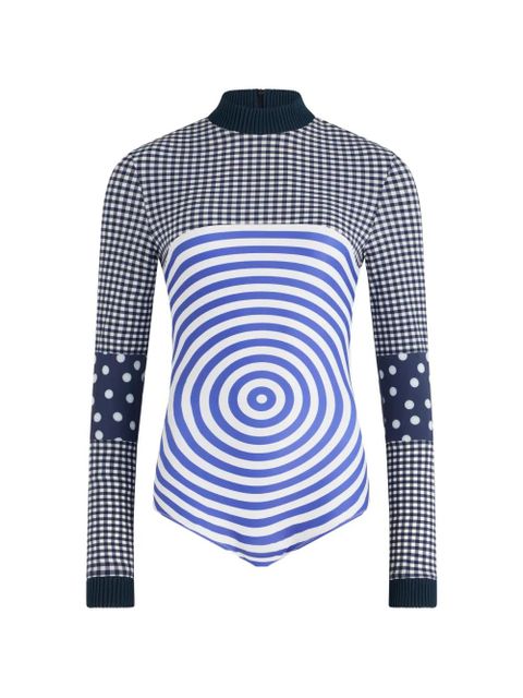 Jean Paul Gaultier gingham target long-sleeve top - Blue - zdjęcie produktu nr 1