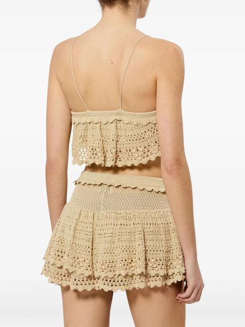 ISABEL MARANT Oraviel beaded-details crochet cotton tank top - Neutrals