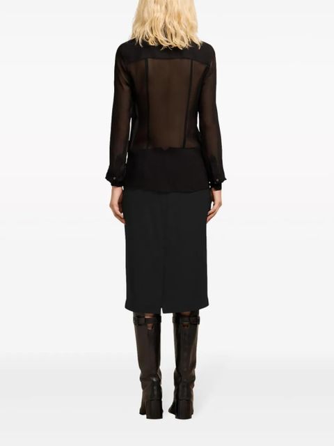 AMI Paris sheer silk shirt - Black