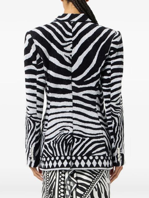 Blumarine zebra jacquard double-breasted jacket - Black