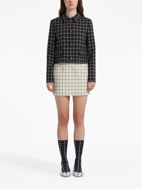 Marni checked wool miniskirt - White