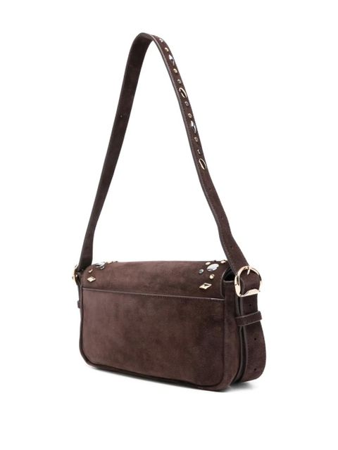 SANDRO embellishment flap shoulder bag - Brown