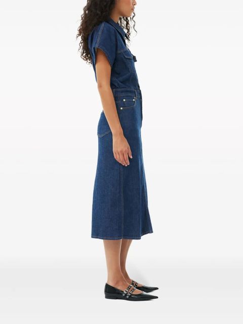 GANNI Rose denim midi dress - Blue
