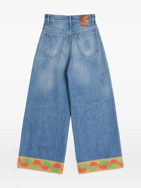 Valentino Garavani jacquard-trim jeans - Blue