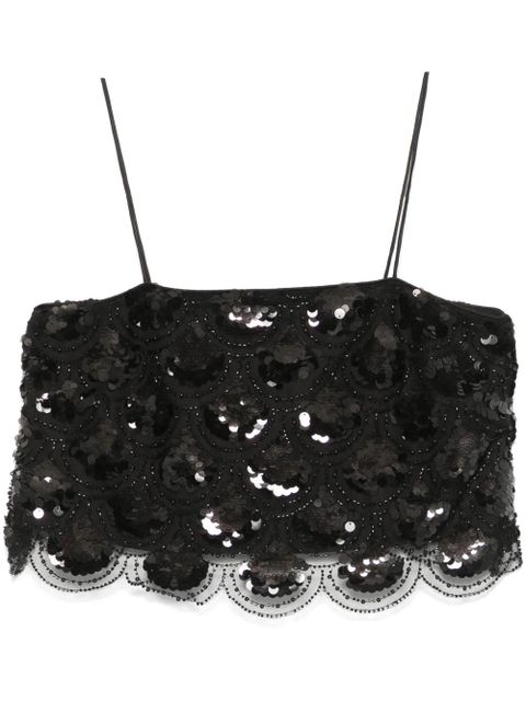 ROTATE BIRGER CHRISTENSEN sequinned crop top - Black - zdjęcie produktu nr 1