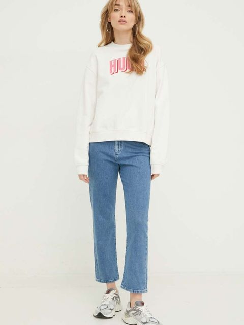 HUGO bluza damska kolor beżowy z nadrukiem 50508524