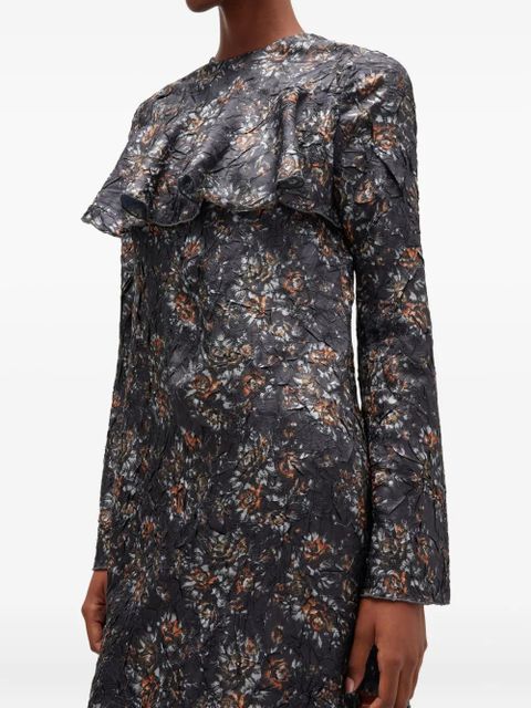 GANNI floral-print ruffled dress - Blue