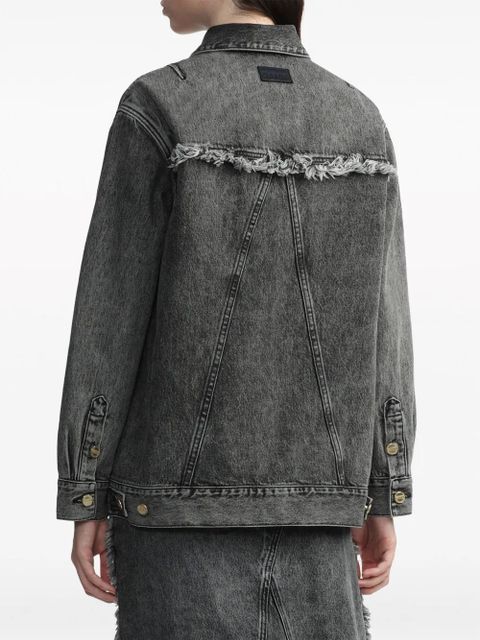 GANNI frayed-detail washed jacket - Black