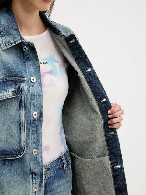 Karl Lagerfeld Jeans kurtka jeansowa kolor niebieski przejściowa oversize A3W14011