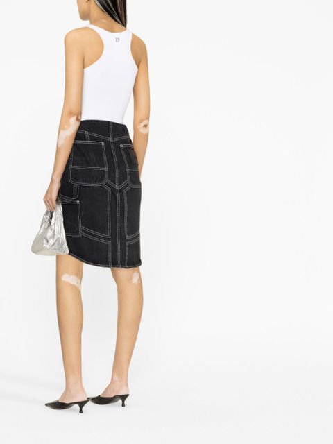 Off-White contrast-stitch denim skirt - Black