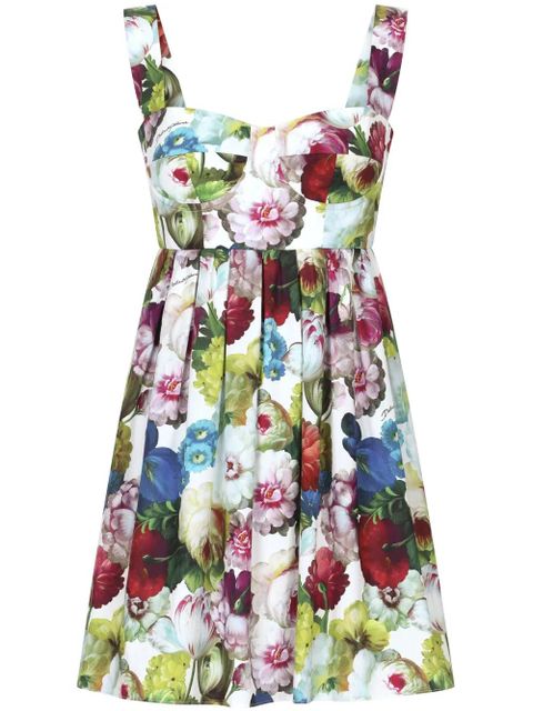 Dolce & Gabbana floral-print corset cotton minidress - White - zdjęcie produktu nr 1
