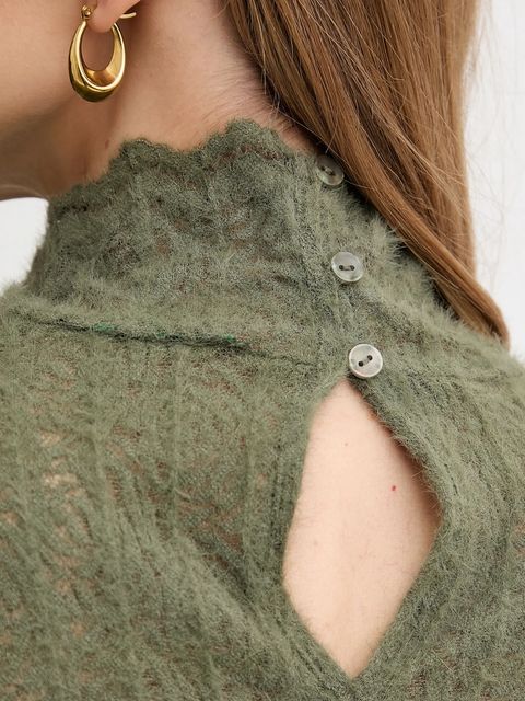 United Colors of Benetton sweter damski kolor zielony lekki z półgolfem 5W77DQ0AT