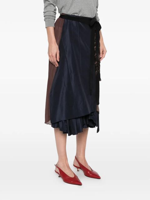 Prada faille patchwork midi skirt - Blue